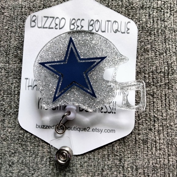 Dallas Cowboys football helmet retractable name badge reel ID holder - Picture 2 of 3